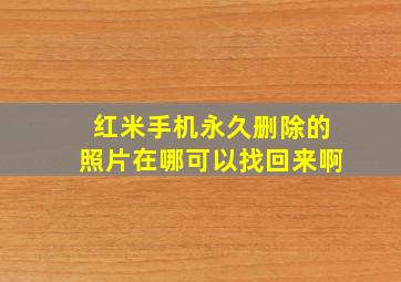 红米手机永久删除的照片在哪可以找回来啊