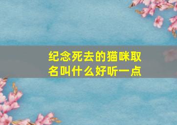 纪念死去的猫咪取名叫什么好听一点