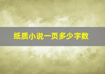 纸质小说一页多少字数