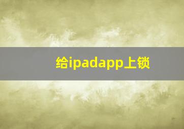 给ipadapp上锁