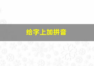 给字上加拼音