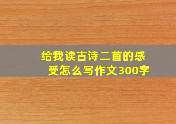 给我读古诗二首的感受怎么写作文300字