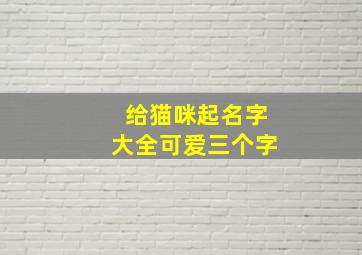 给猫咪起名字大全可爱三个字