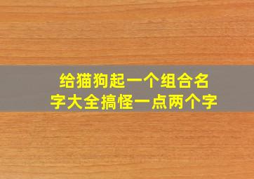 给猫狗起一个组合名字大全搞怪一点两个字