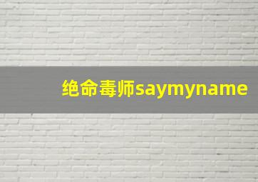 绝命毒师saymyname