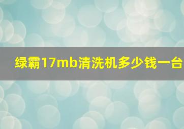 绿霸17mb清洗机多少钱一台