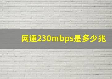 网速230mbps是多少兆