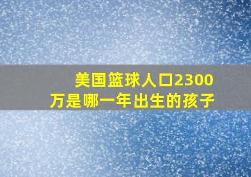 美国篮球人口2300万是哪一年出生的孩子