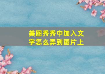 美图秀秀中加入文字怎么弄到图片上