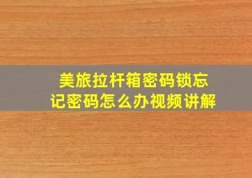 美旅拉杆箱密码锁忘记密码怎么办视频讲解