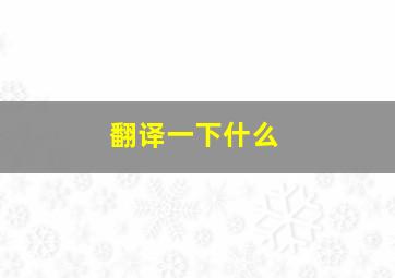 翻译一下什么