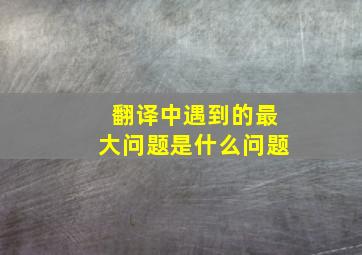 翻译中遇到的最大问题是什么问题