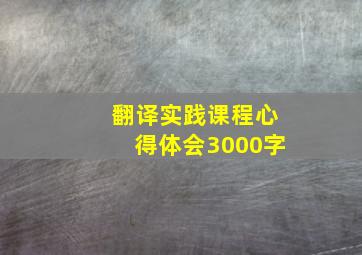 翻译实践课程心得体会3000字