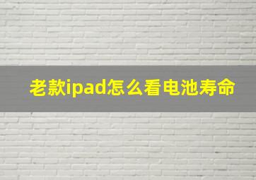 老款ipad怎么看电池寿命