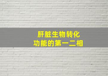 肝脏生物转化功能的第一二相