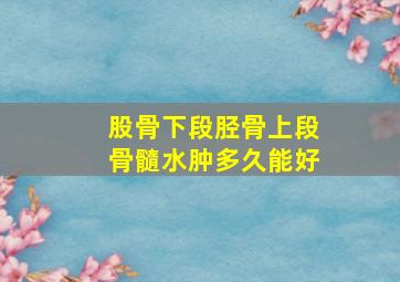 股骨下段胫骨上段骨髓水肿多久能好