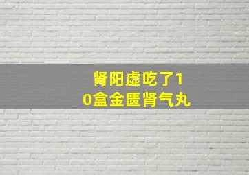 肾阳虚吃了10盒金匮肾气丸