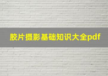 胶片摄影基础知识大全pdf