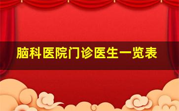 脑科医院门诊医生一览表