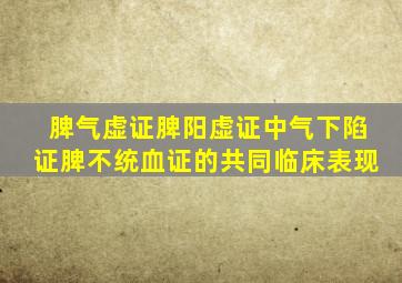 脾气虚证脾阳虚证中气下陷证脾不统血证的共同临床表现