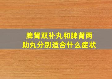 脾肾双补丸和脾肾两助丸分别适合什么症状