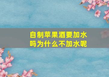 自制苹果酒要加水吗为什么不加水呢