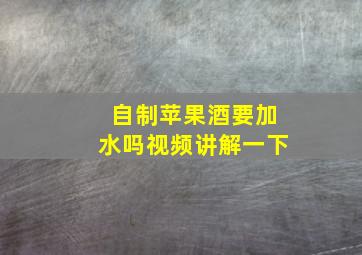 自制苹果酒要加水吗视频讲解一下