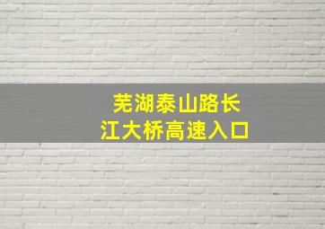 芜湖泰山路长江大桥高速入口