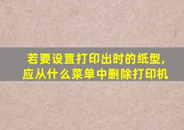 若要设置打印出时的纸型,应从什么菜单中删除打印机