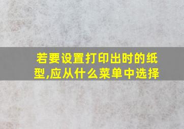 若要设置打印出时的纸型,应从什么菜单中选择