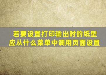 若要设置打印输出时的纸型应从什么菜单中调用页面设置