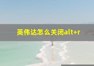 英伟达怎么关闭alt+r