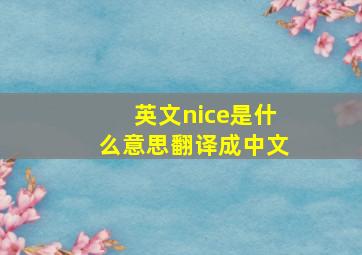 英文nice是什么意思翻译成中文