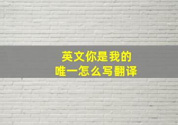 英文你是我的唯一怎么写翻译