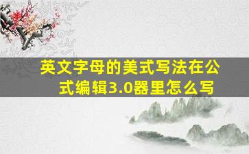 英文字母的美式写法在公式编辑3.0器里怎么写