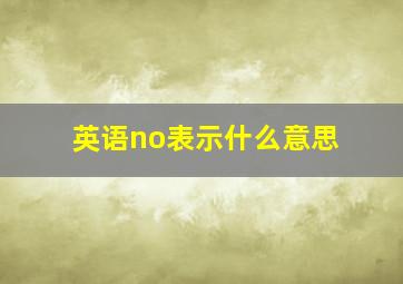 英语no表示什么意思