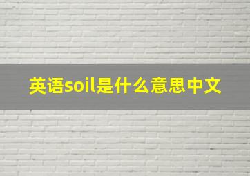 英语soil是什么意思中文