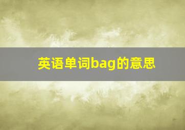 英语单词bag的意思