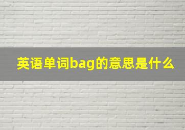 英语单词bag的意思是什么