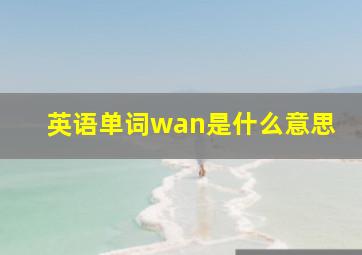 英语单词wan是什么意思