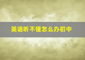 英语听不懂怎么办初中