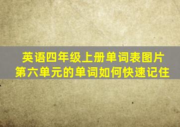 英语四年级上册单词表图片第六单元的单词如何快速记住