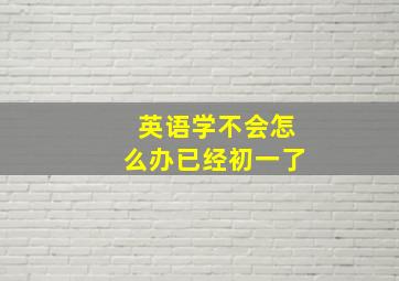 英语学不会怎么办已经初一了