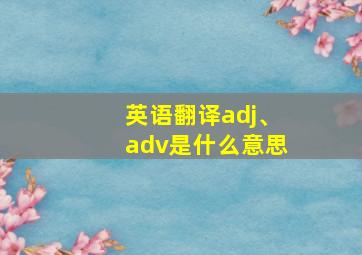 英语翻译adj、adv是什么意思