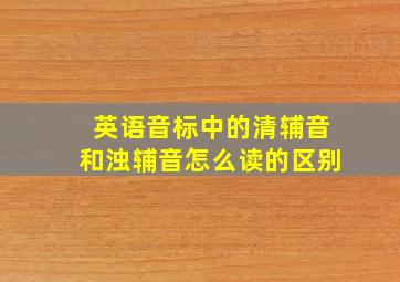 英语音标中的清辅音和浊辅音怎么读的区别