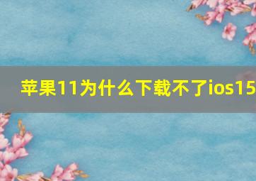 苹果11为什么下载不了ios15