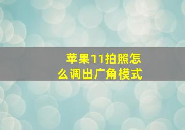 苹果11拍照怎么调出广角模式