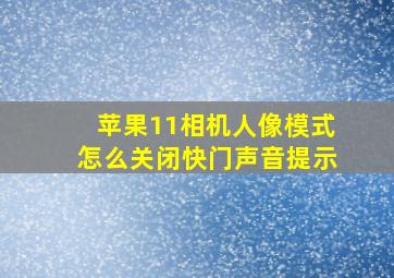 苹果11相机人像模式怎么关闭快门声音提示