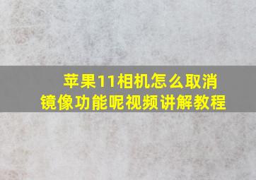 苹果11相机怎么取消镜像功能呢视频讲解教程