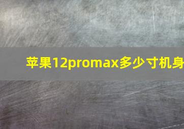 苹果12promax多少寸机身